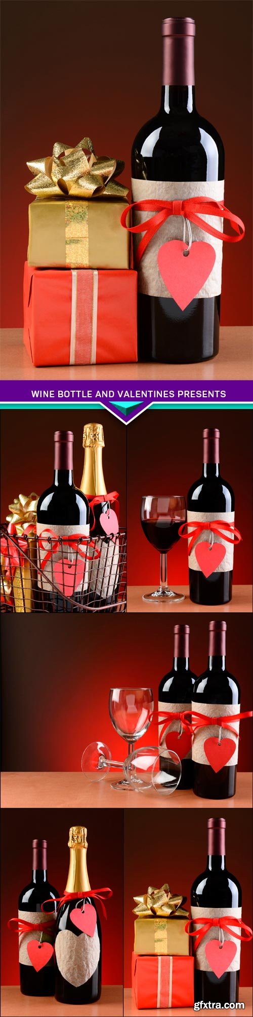 Wine Bottle and Valentines Presents 5X JPEG