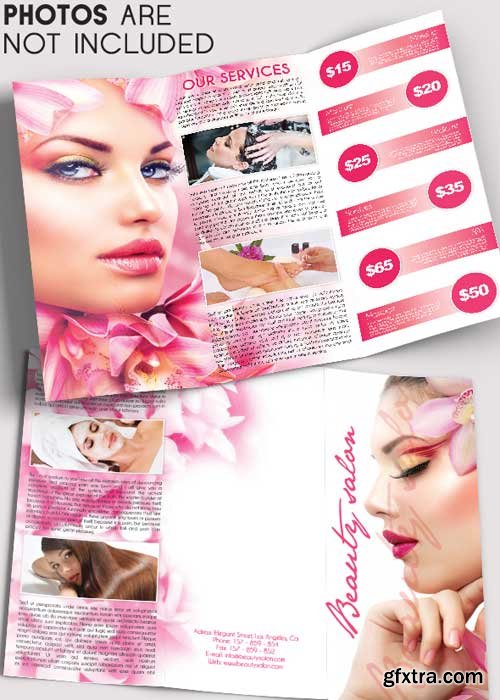 Beauty Salon V5 Tri-Fold Brochure PSD Template