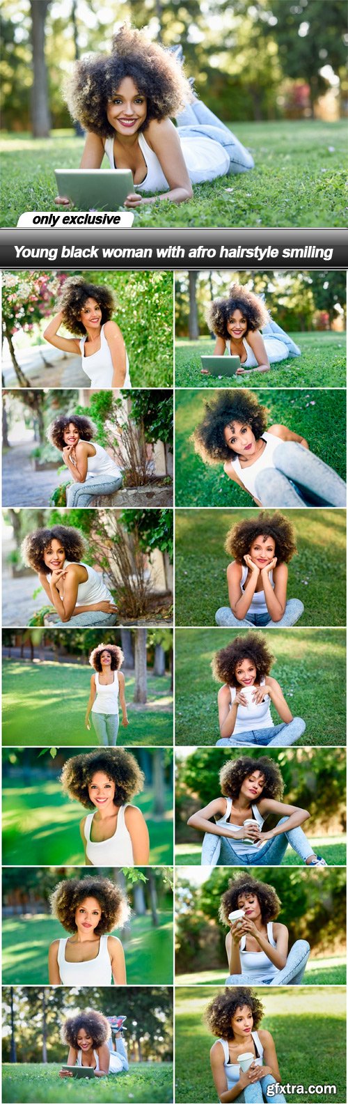 Young black woman with afro hairstyle smiling - 14 UHQ JPEG