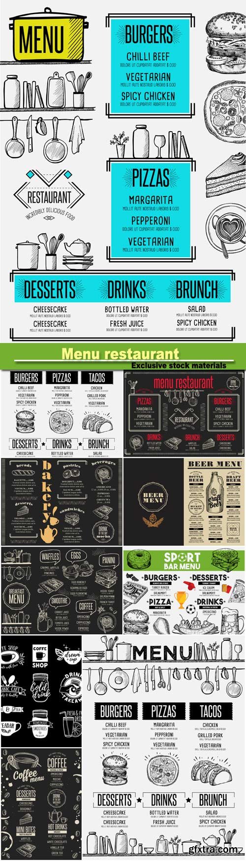 Menu breakfast restaurant, food template