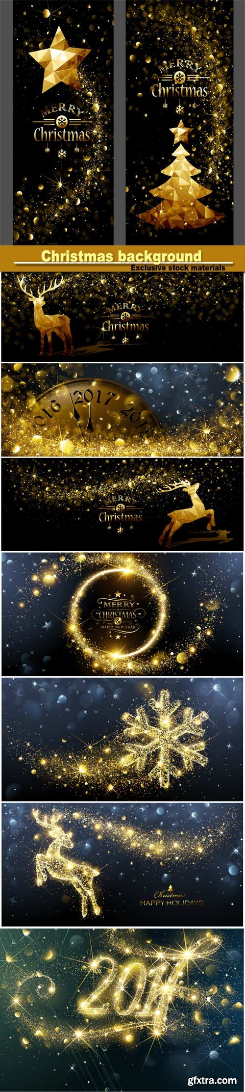 Beautiful Christmas background with glowing elements, deer, tree