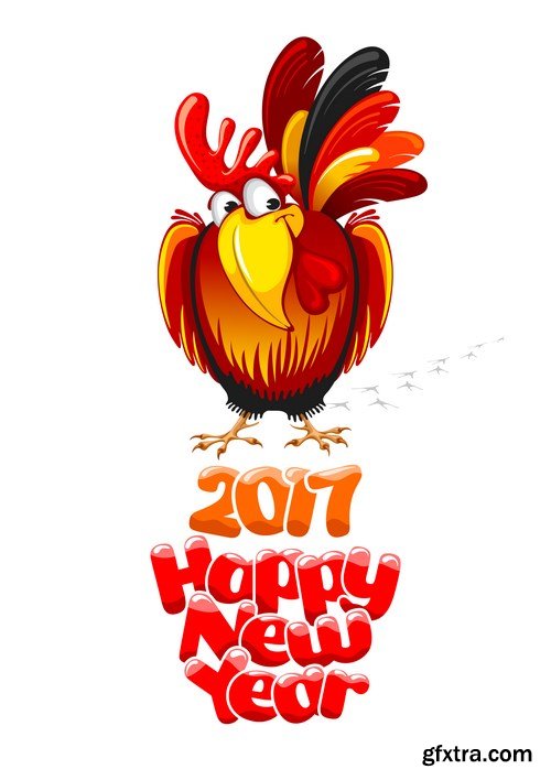 New Year 2017 Fire Rooster - 12xEPS