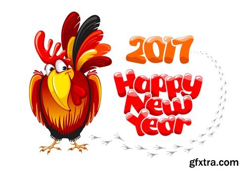 New Year 2017 Fire Rooster - 12xEPS