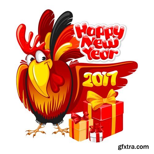 New Year 2017 Fire Rooster - 12xEPS