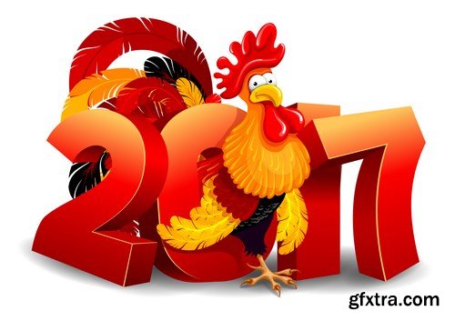 New Year 2017 Fire Rooster - 12xEPS