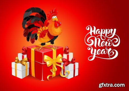 New Year 2017 Fire Rooster - 12xEPS