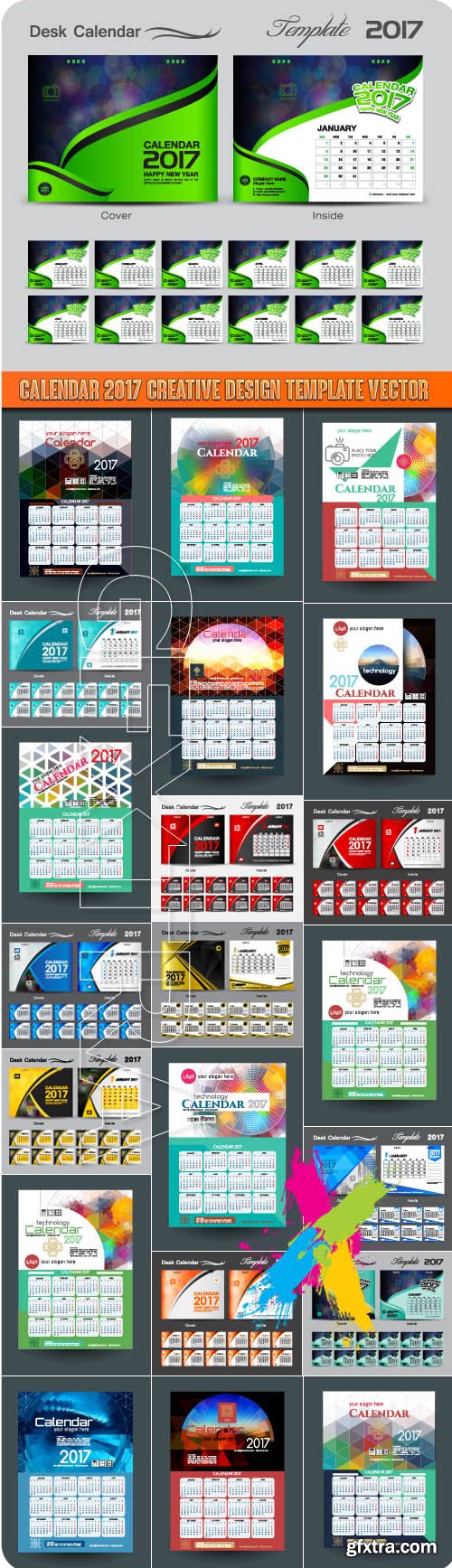 Calendar 2017 creative design template vector