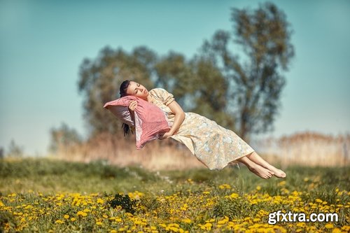 Collection levitation flying hover above the ground woman man girl HQ Jpeg