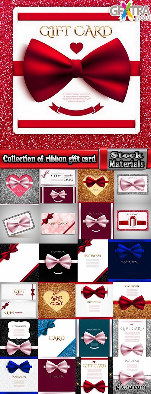 Collection of ribbon gift card tape surprise birthday celebration day 25 EPS