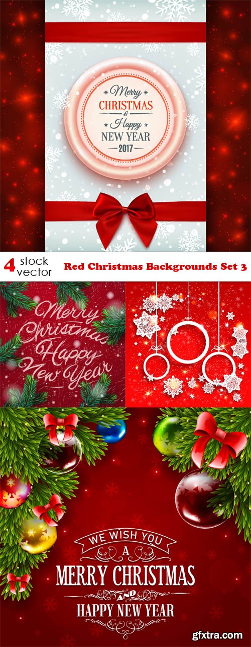 Vectors - Red Christmas Backgrounds Set 3