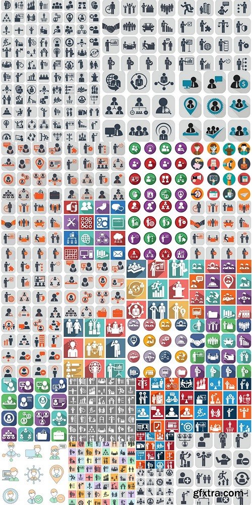 Human resources and management icons set 3