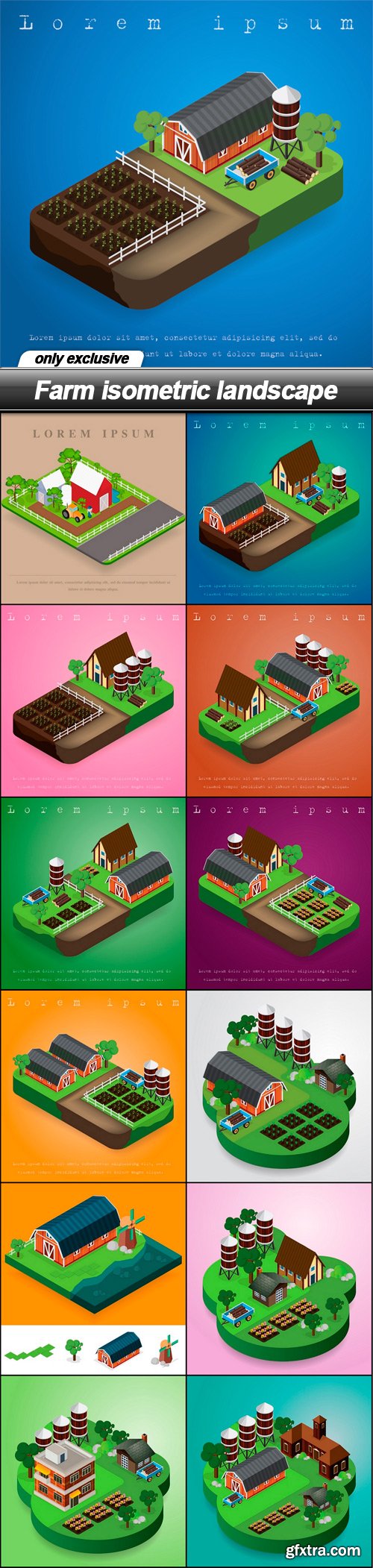 Farm isometric landscape - 13 EPS