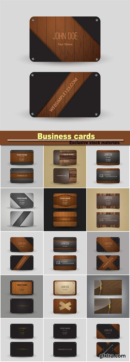 Business cards stylish wooden texture