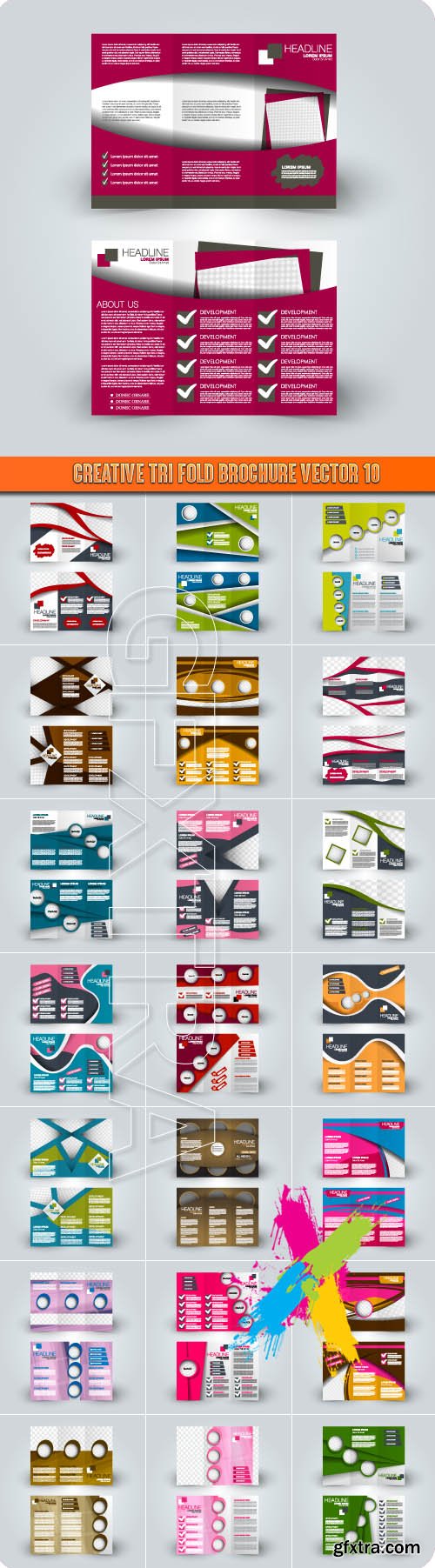 Creative tri fold brochure vector 10