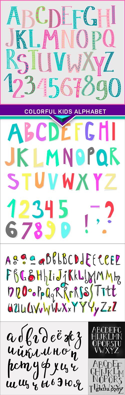 Colorful kids alphabet 6X EPS