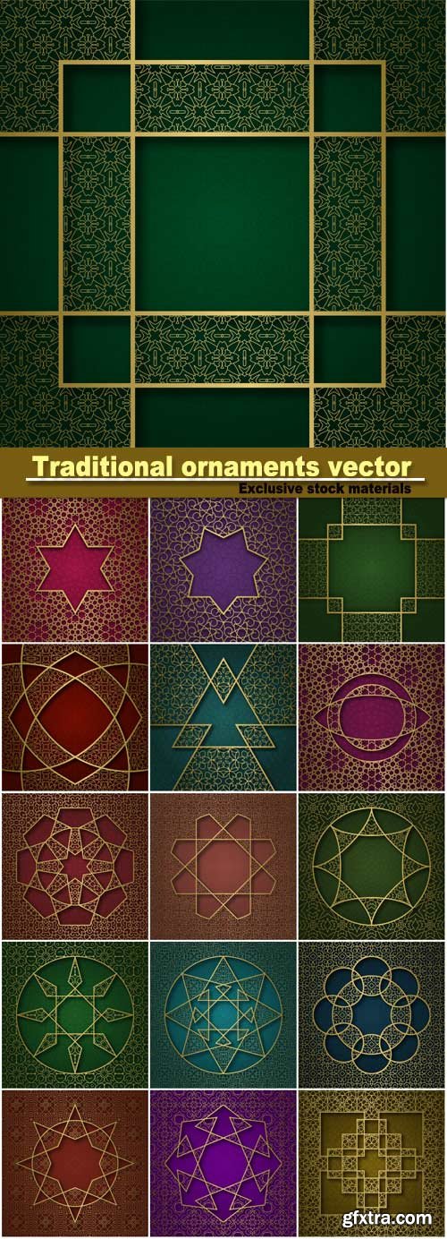 Traditional ornaments vector, abstract backgrounds