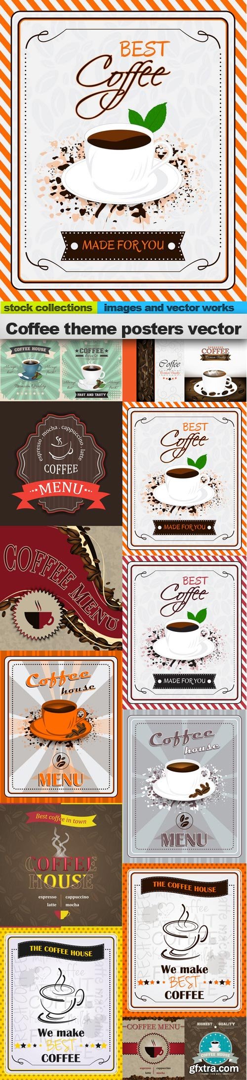 Coffee theme posters vector, 15 x EPS