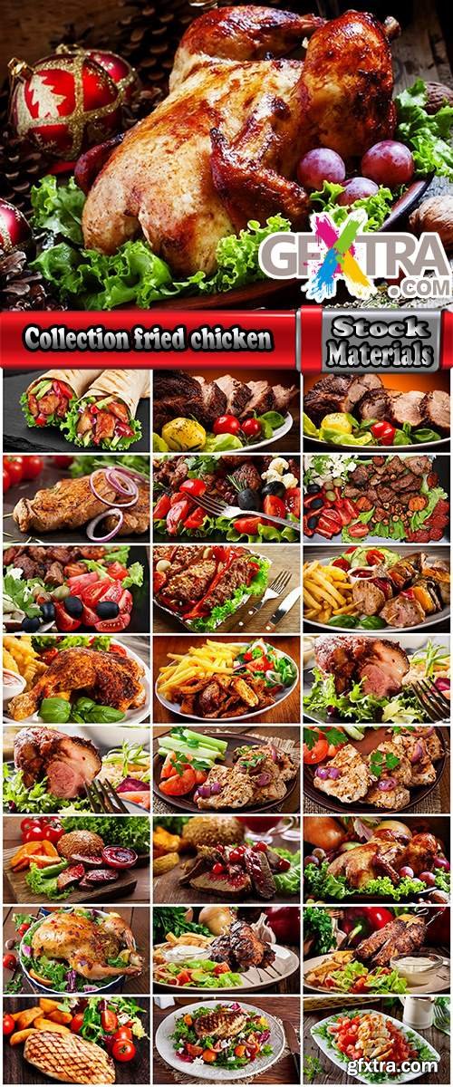 Collection fried chicken grilled meat skewers barbecue festive dish 25 HQ Jpeg