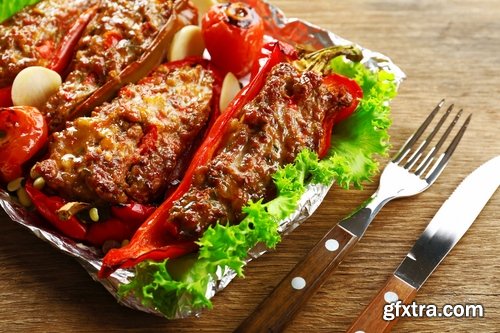 Collection fried chicken grilled meat skewers barbecue festive dish 25 HQ Jpeg