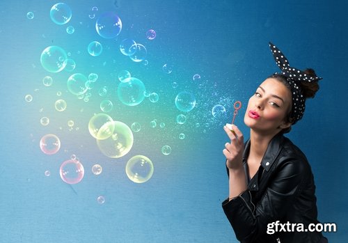 Collection soap bubble female child blowing bubbles 25 HQ Jpeg