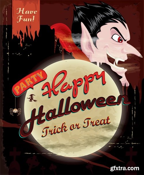 Collection of Halloween sticker flyer banner witch ghost pumpkin Thanksgiving 25 EPS