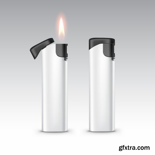 Collection cigarette lighter fire flames vector image 25 EPS