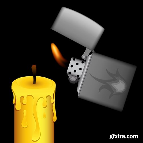 Collection cigarette lighter fire flames vector image 25 EPS