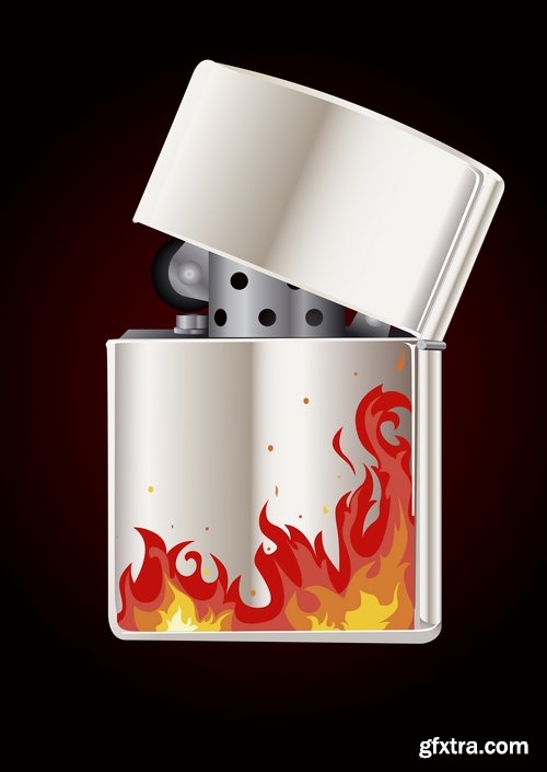 Collection cigarette lighter fire flames vector image 25 EPS