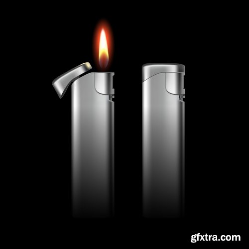 Collection cigarette lighter fire flames vector image 25 EPS