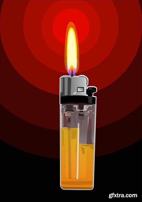 Collection cigarette lighter fire flames vector image 25 EPS