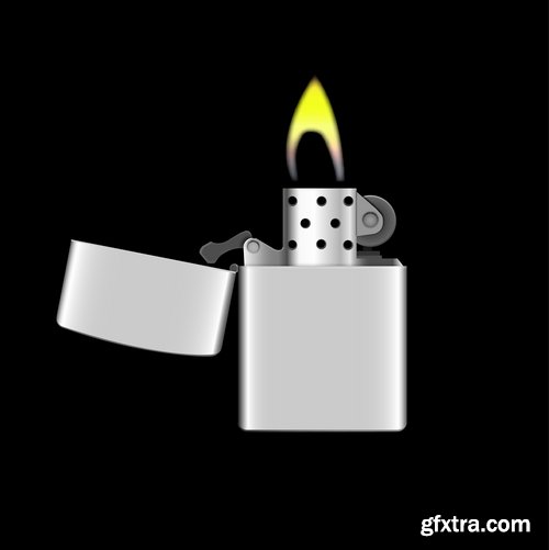 Collection cigarette lighter fire flames vector image 25 EPS