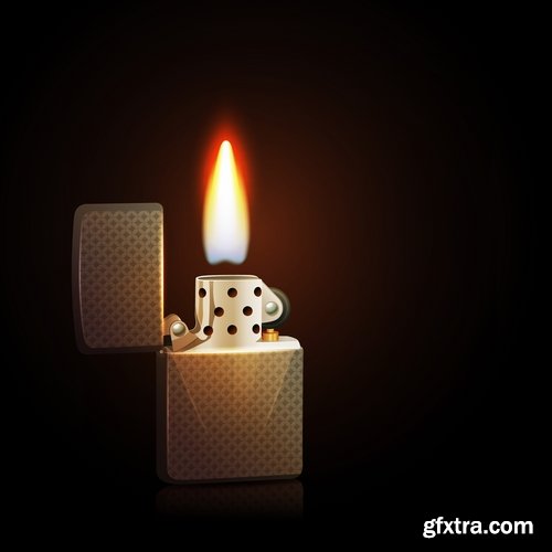 Collection cigarette lighter fire flames vector image 25 EPS