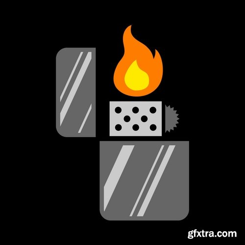 Collection cigarette lighter fire flames vector image 25 EPS