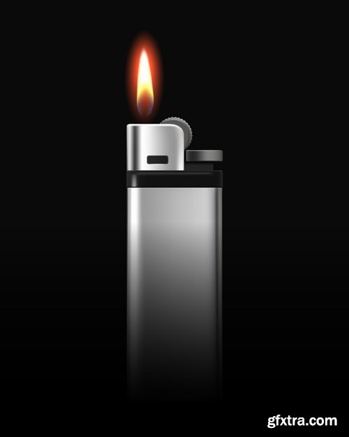 Collection cigarette lighter fire flames vector image 25 EPS