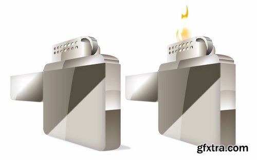 Collection cigarette lighter fire flames vector image 25 EPS