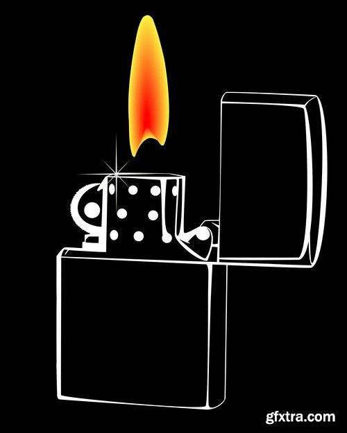 Collection cigarette lighter fire flames vector image 25 EPS