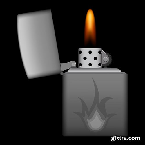 Collection cigarette lighter fire flames vector image 25 EPS