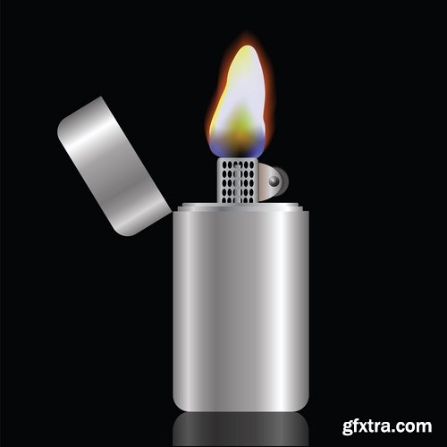 Collection cigarette lighter fire flames vector image 25 EPS