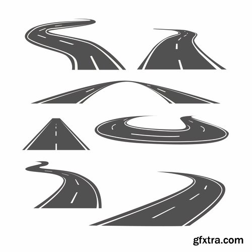 Collection of road fork icon viaduct roadbed layout path vector image 25 EPS