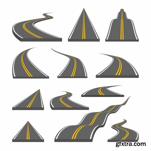 Collection of road fork icon viaduct roadbed layout path vector image 25 EPS