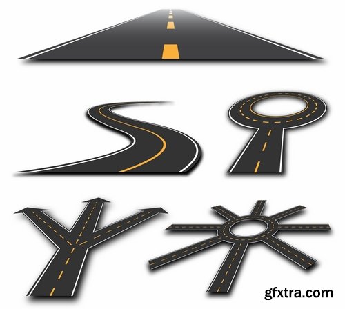 Collection of road fork icon viaduct roadbed layout path vector image 25 EPS