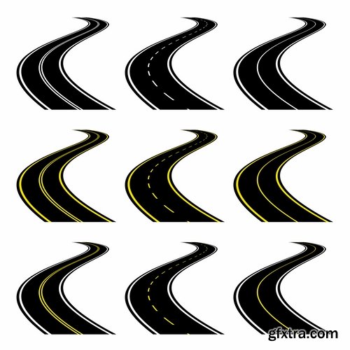 Collection of road fork icon viaduct roadbed layout path vector image 25 EPS