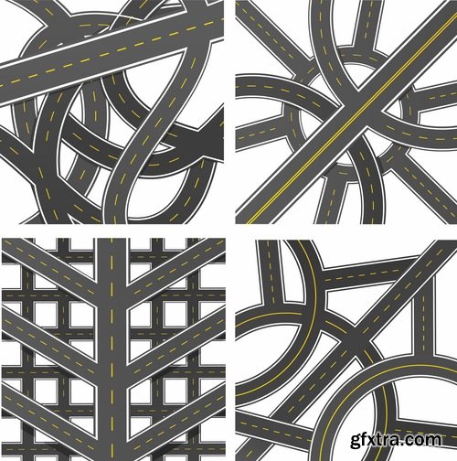 Collection of road fork icon viaduct roadbed layout path vector image 25 EPS