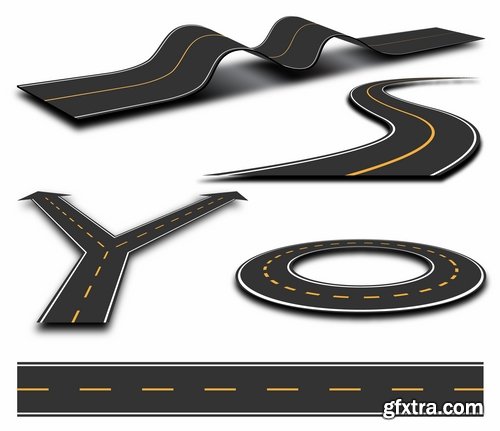 Collection of road fork icon viaduct roadbed layout path vector image 25 EPS