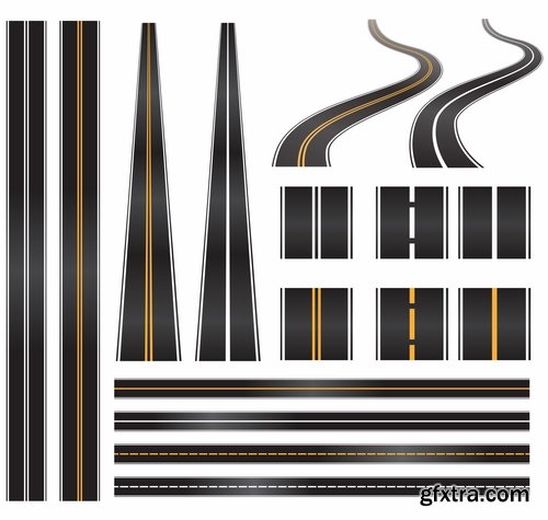 Collection of road fork icon viaduct roadbed layout path vector image 25 EPS