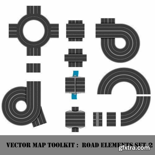 Collection of road fork icon viaduct roadbed layout path vector image 25 EPS