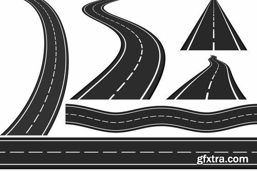 Collection of road fork icon viaduct roadbed layout path vector image 25 EPS