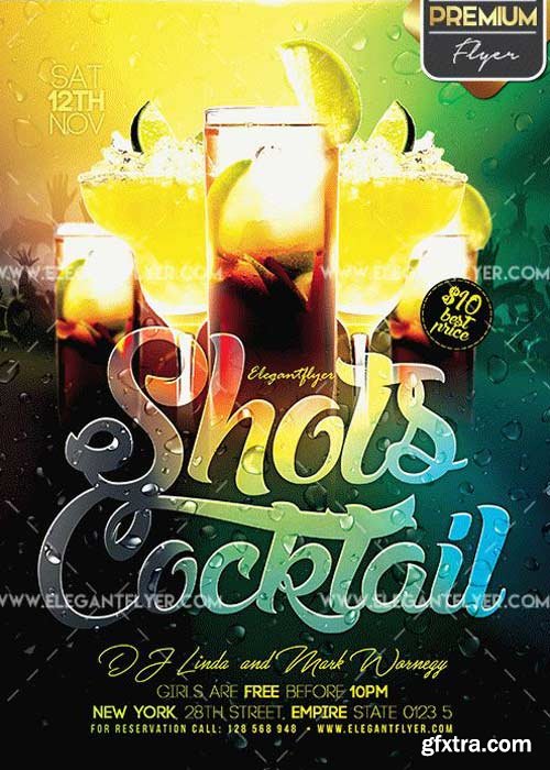 Shots Cocktail V12 Flyer PSD Template + Facebook Cover