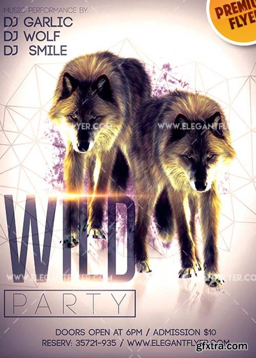 Wild Party V9 Flyer PSD Template + Facebook Cover