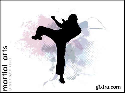 Karate Martial Arts Collection of shock technique foot vector picture flyer banner 25 EPS